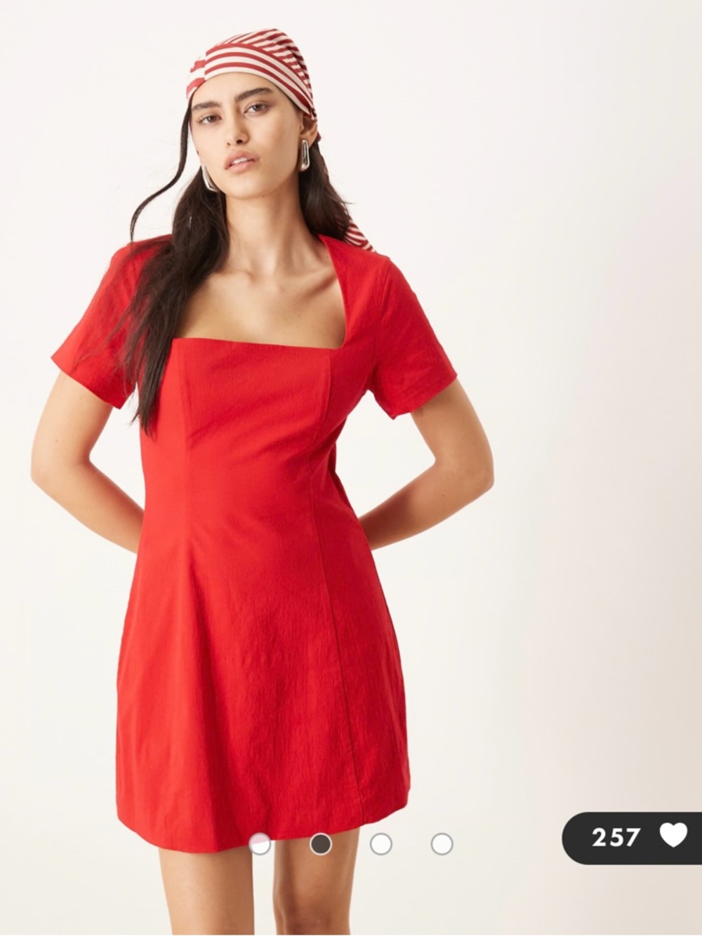 Abercrombie & Fitch Red Square-Neck Short Sleeve Mini Dress Small Petite